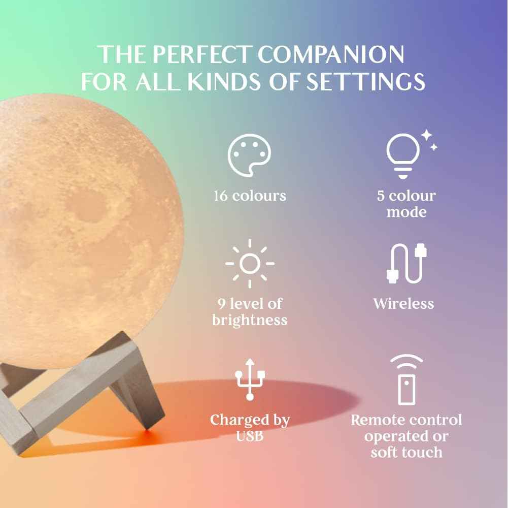3D Moon LED Lamp - Elegant Remote-Controlled Lighting