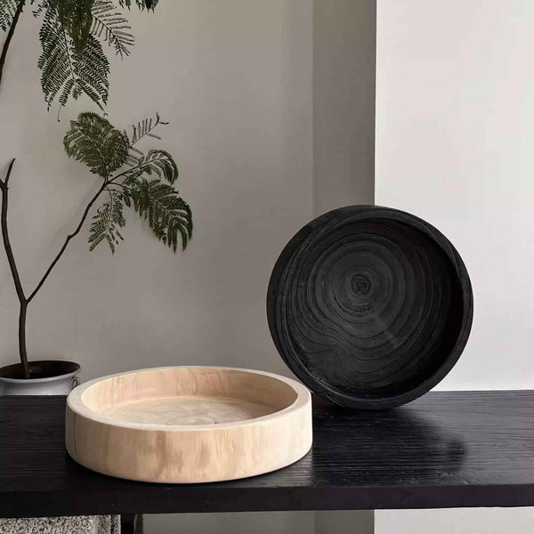 Wabi-sabi-style Vintage Wooden Round Tray – A Touch of Timeless Elegance
