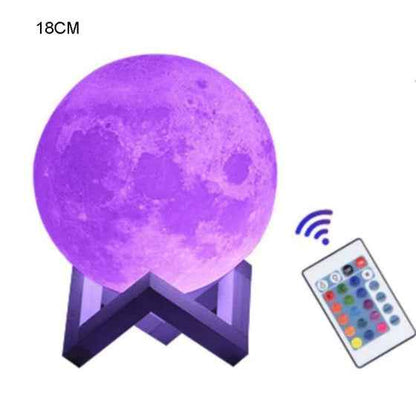 3D Moon LED Lamp - Elegant Remote-Controlled Lighting
