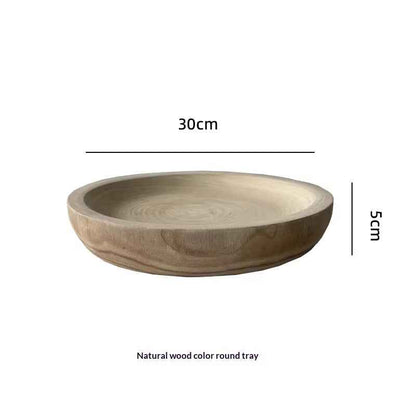 Wabi-sabi-style Vintage Wooden Round Tray – A Touch of Timeless Elegance