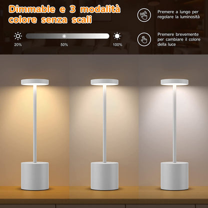 Rechargeable Touch Dimmer Table Lamp for Bars, Hotels, and Restaurants with USB-C Connectivity