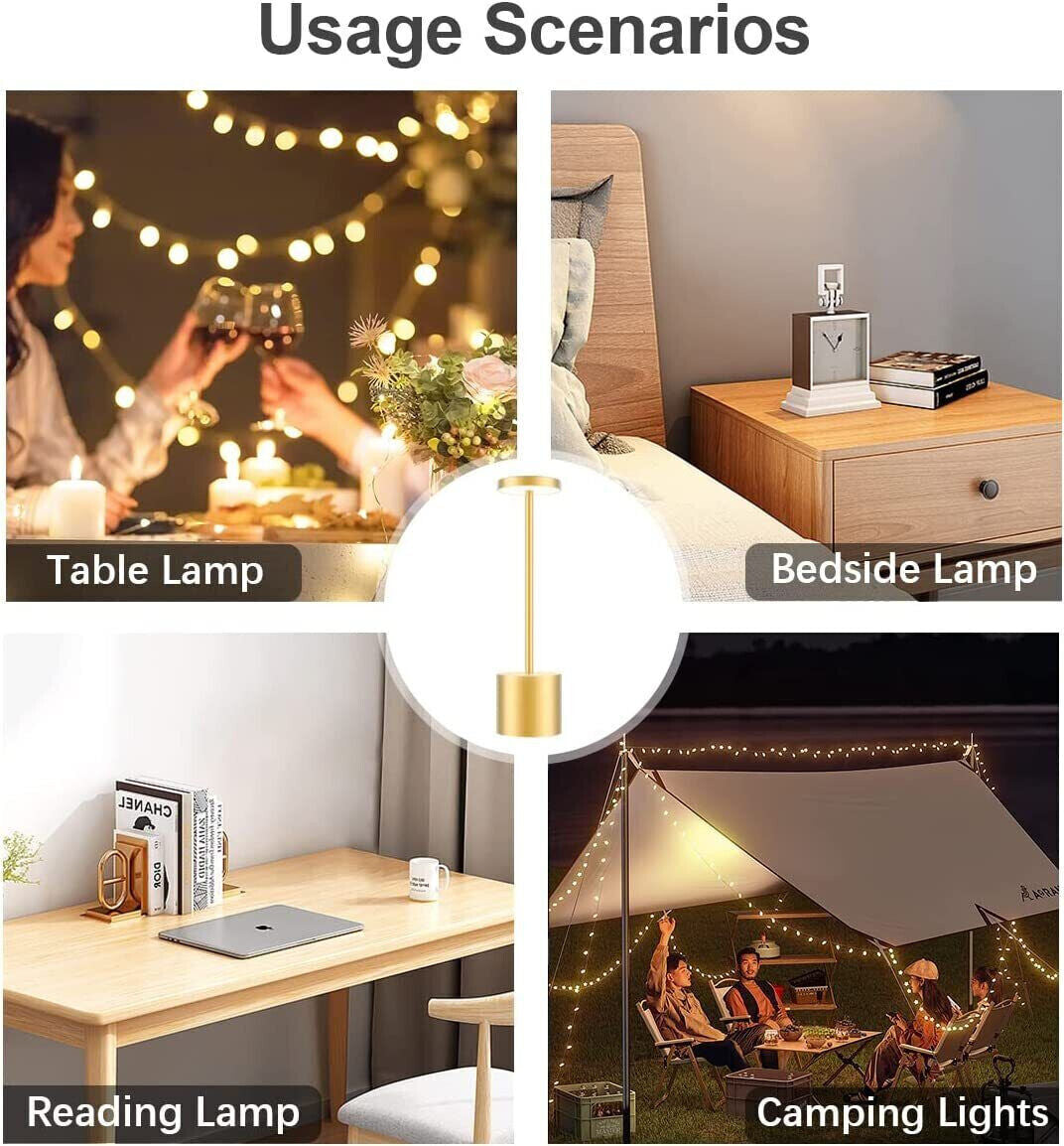 Rechargeable Touch Dimmer Table Lamp for Bars, Hotels, and Restaurants with USB-C Connectivity